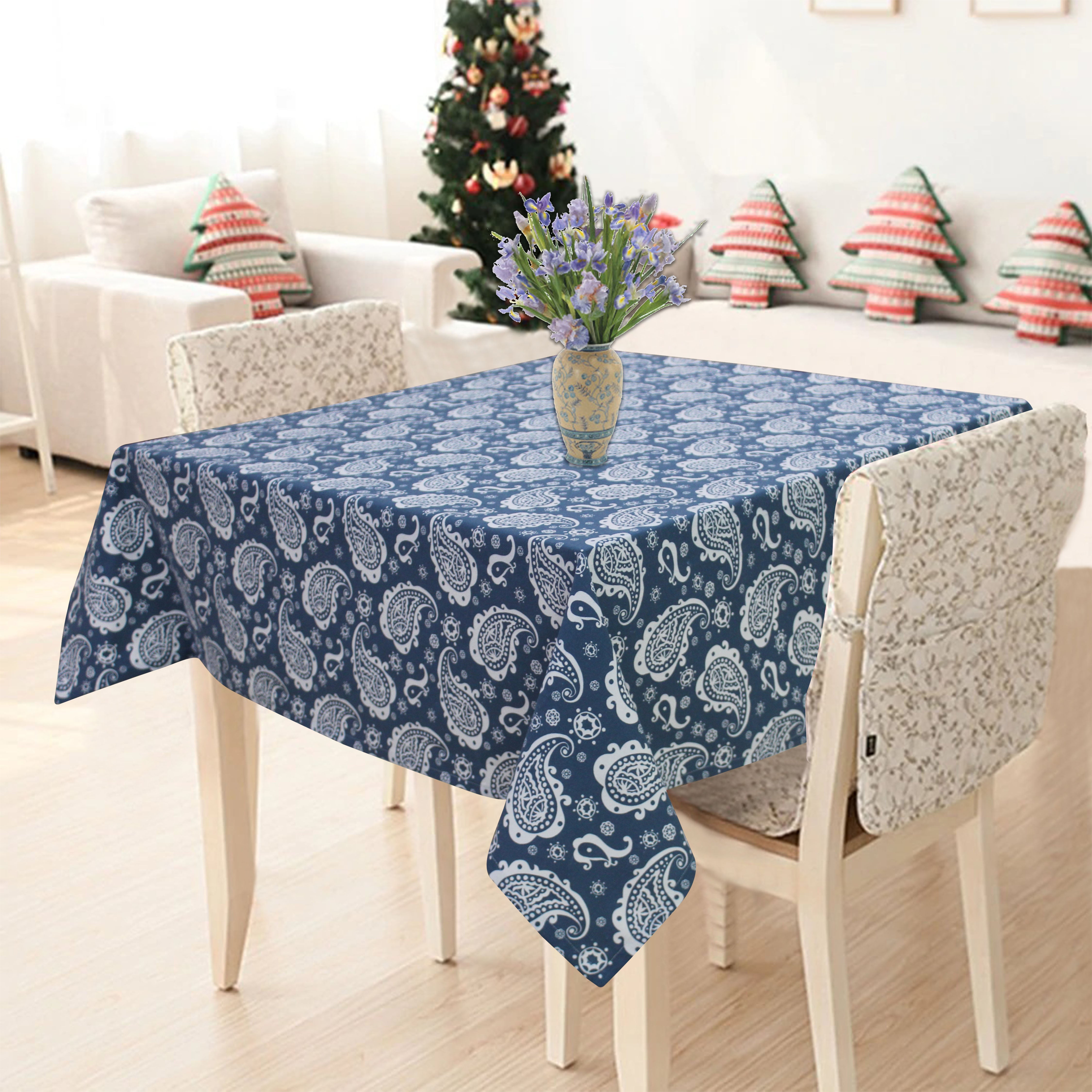 Cotton Blue Paislay 6 Seater Table Cloths