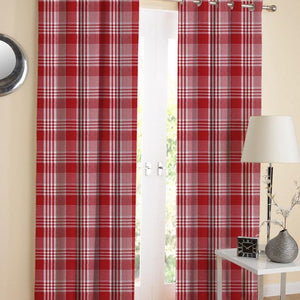 Cotton Track Dobby Red 7ft Door Curtains Pack Of 2 freeshipping - Airwill