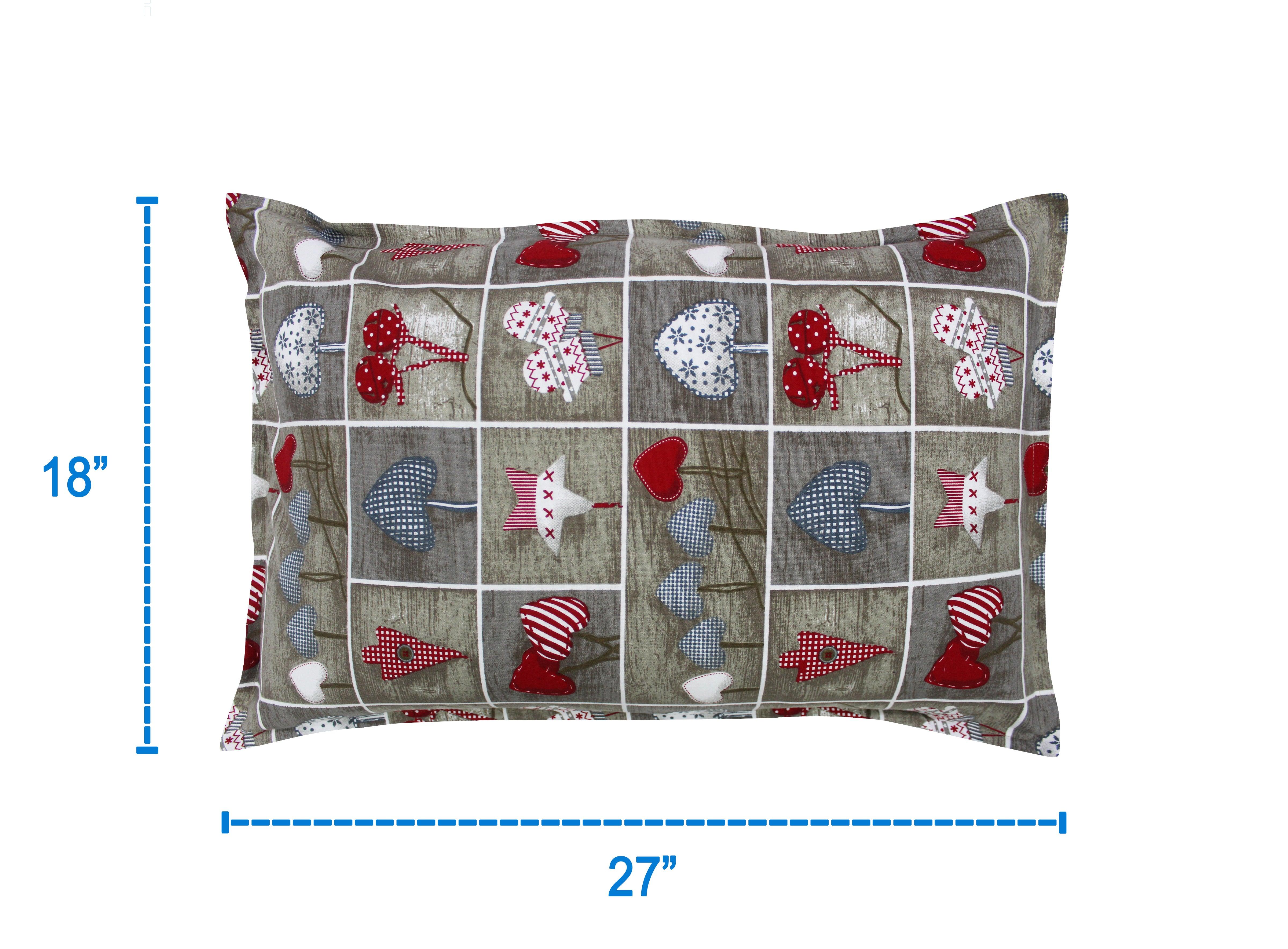 Cotton Xmas Heart Pillow Covers Pack Of 2