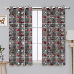 Cotton Xmas Heart 5ft Window Curtains Pack Of 2 freeshipping - Airwill