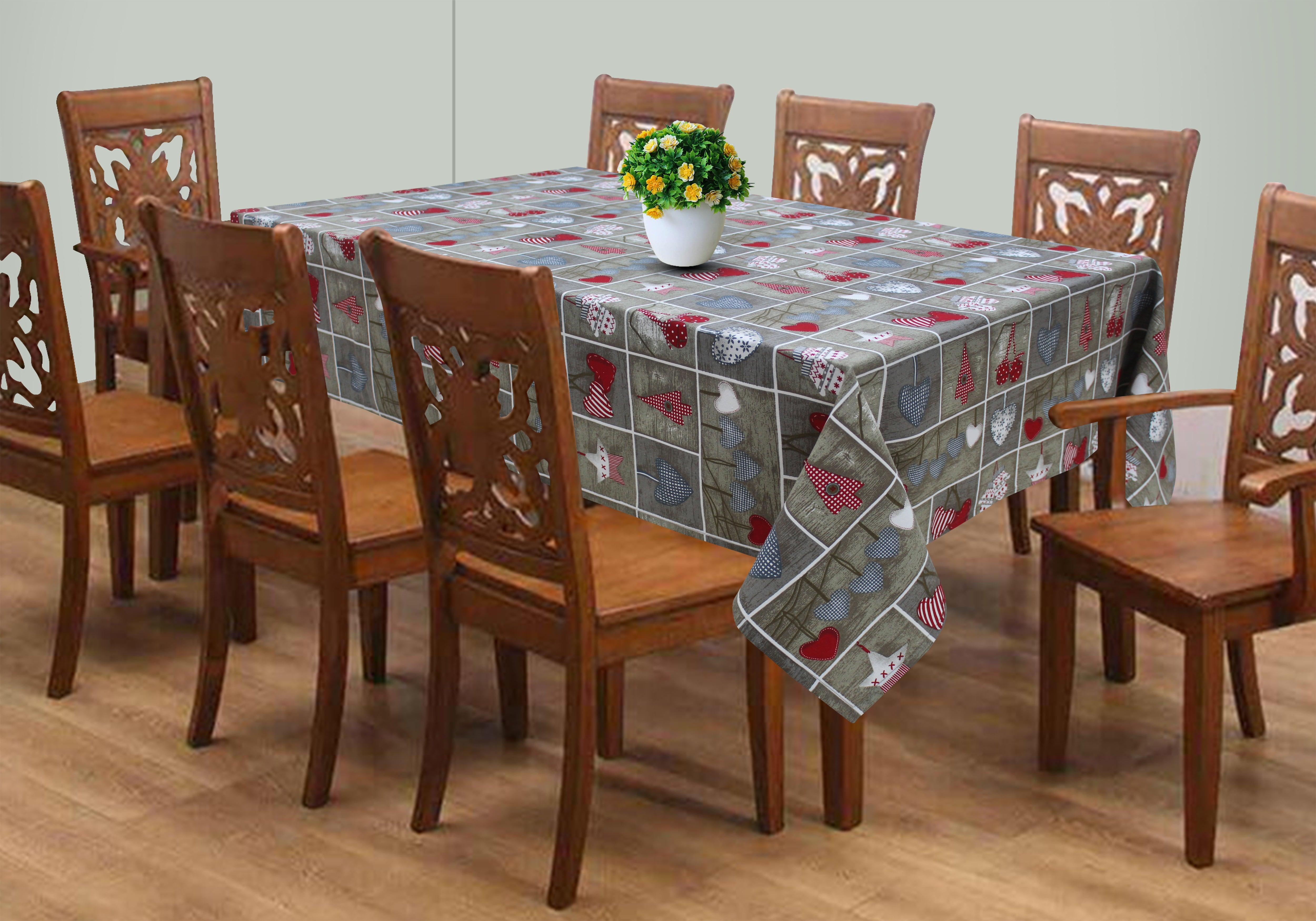Cotton Xmas Heart 8 Seater Table Cloths