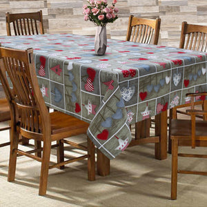 Cotton Xmas Heart 6 Seater Table Cloths Pack Of 1 freeshipping - Airwill