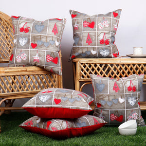 Cotton Xmas Heart Cushion Covers Pack Of 5 - Airwill