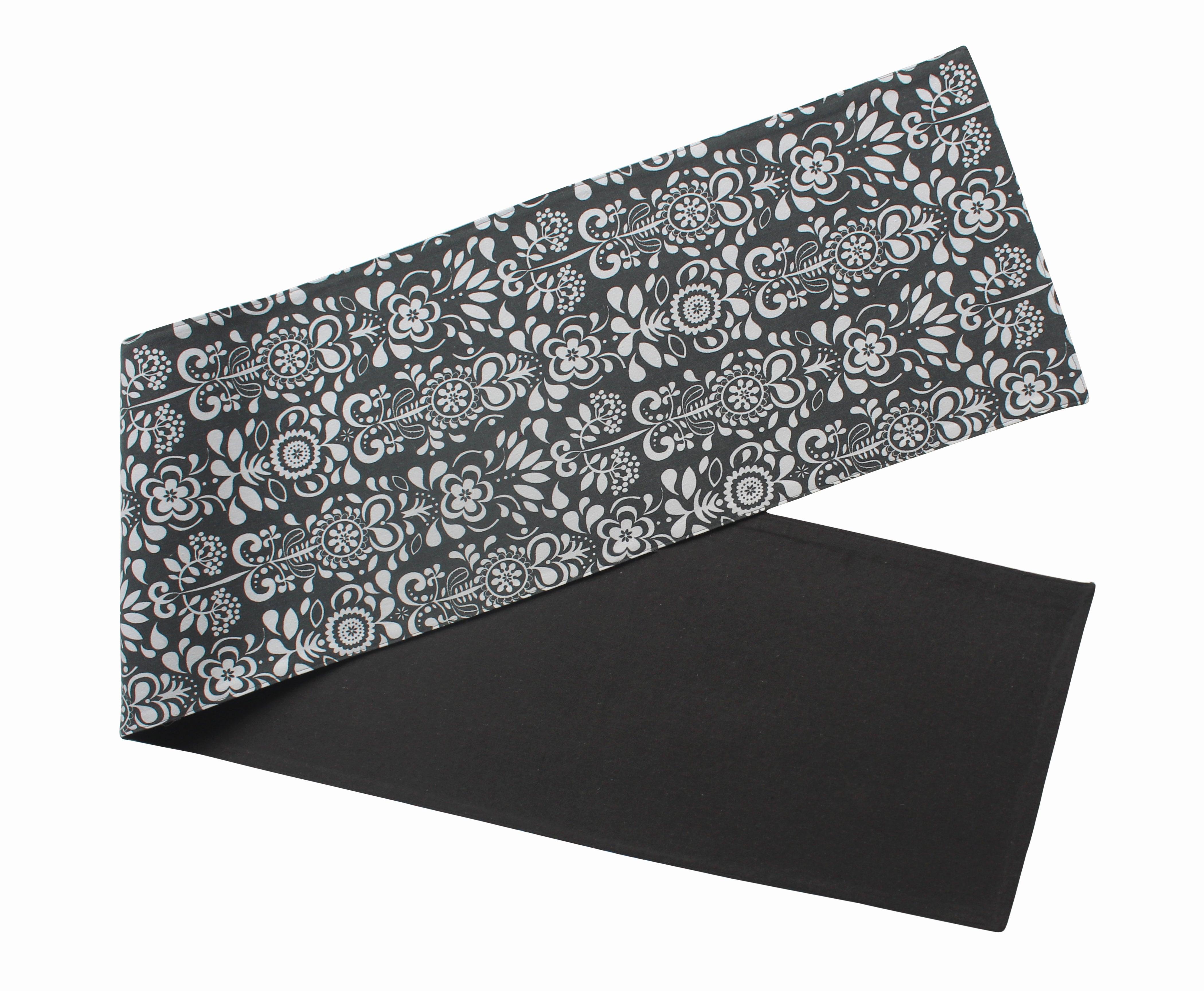 Cotton Grey Damask Table Runner