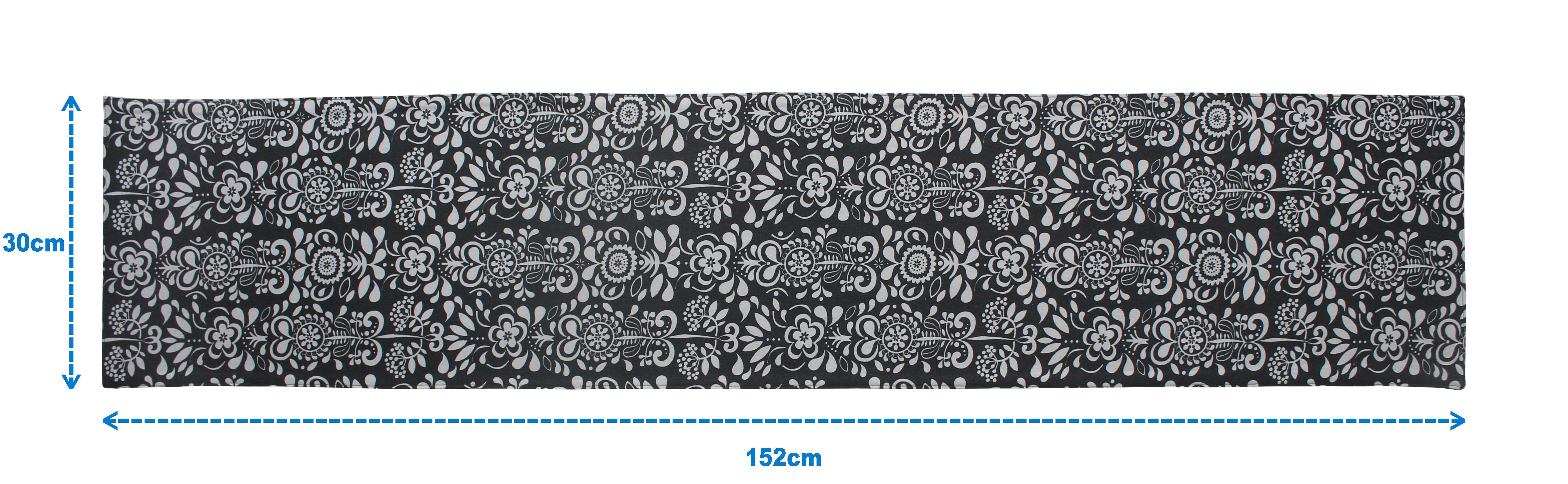 Cotton Grey Damask Table Runner