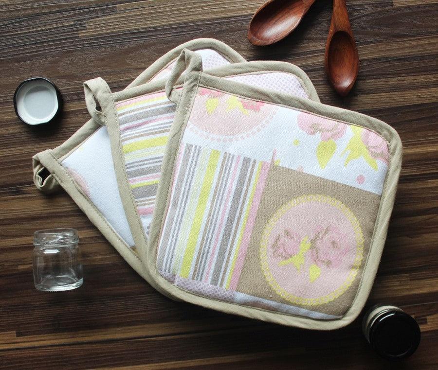 Cotton Check Flower Pot Holders Pack Of 3