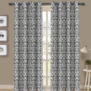 Cotton Grey Damask 7ft Door Curtains Pack Of 2 freeshipping - Airwill