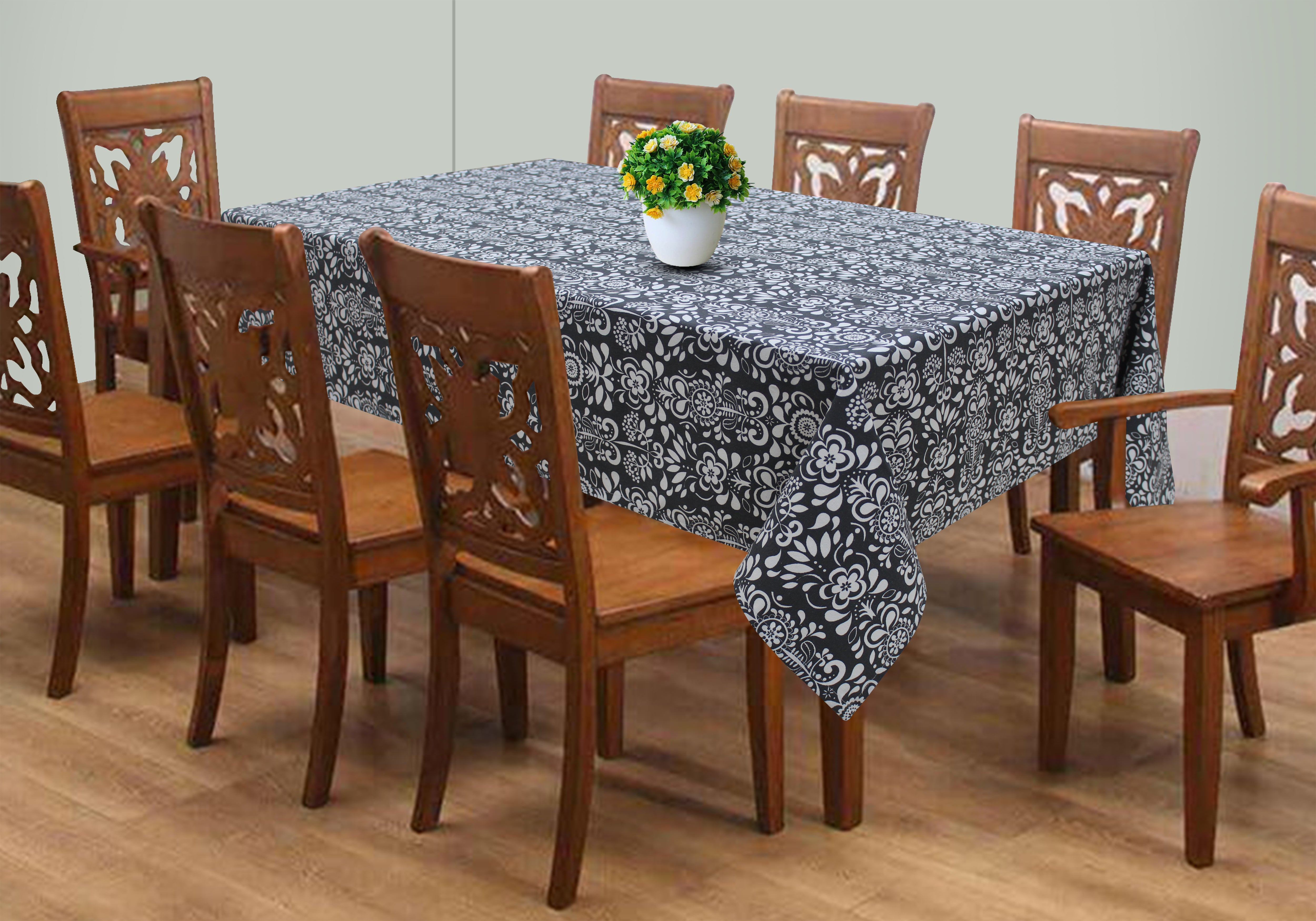 Cotton Grey Damask 4 Seater Table Cloths