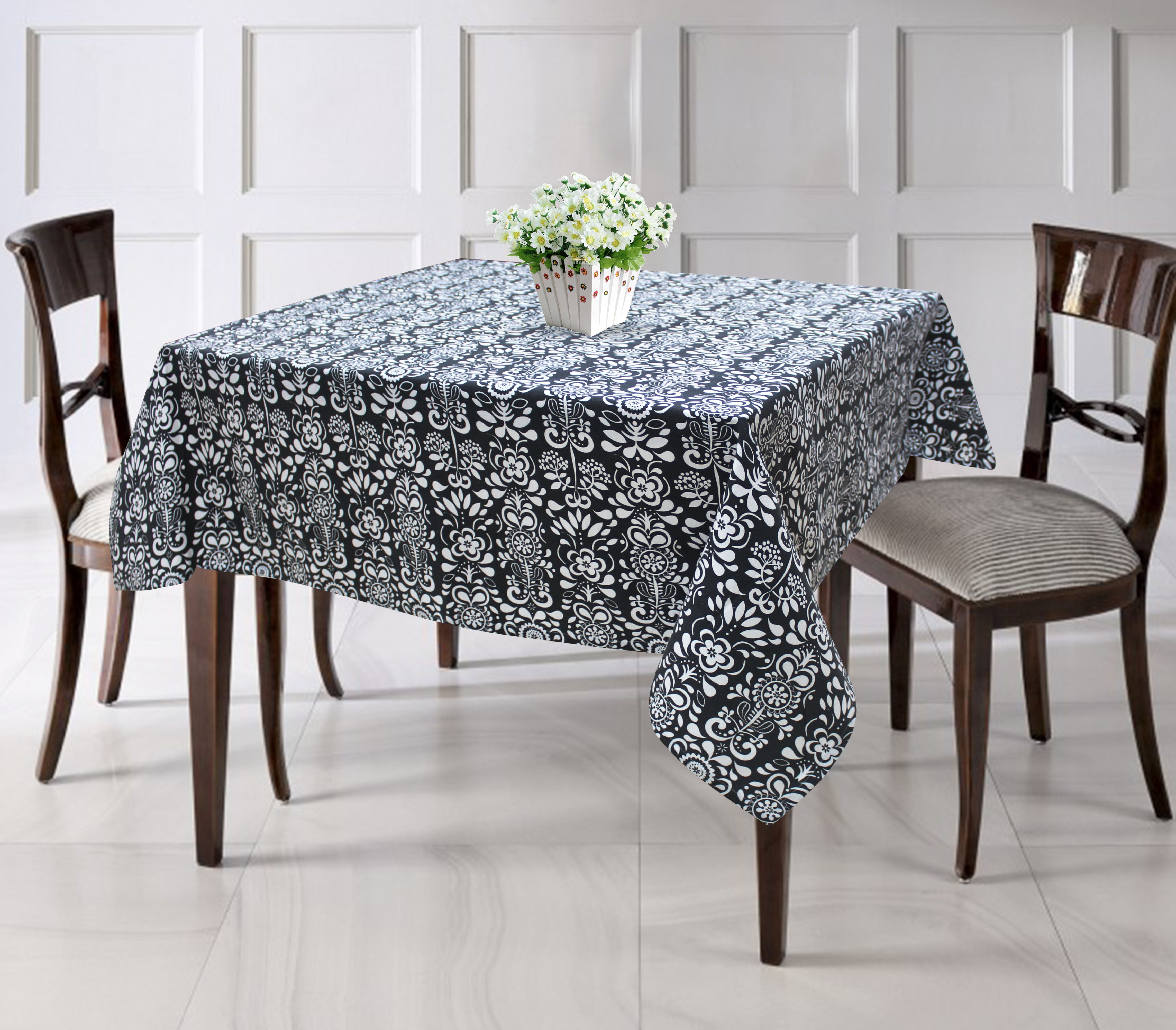 Cotton Grey Damask 4 Seater Table Cloths