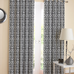 Cotton Grey Damask Long 9ft Door Curtains Pack Of 2 freeshipping - Airwill