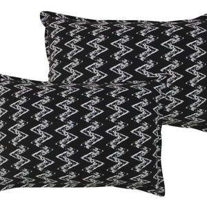 Cotton Zig-Zag Black Pillow Covers Pack Of 2 freeshipping - Airwill