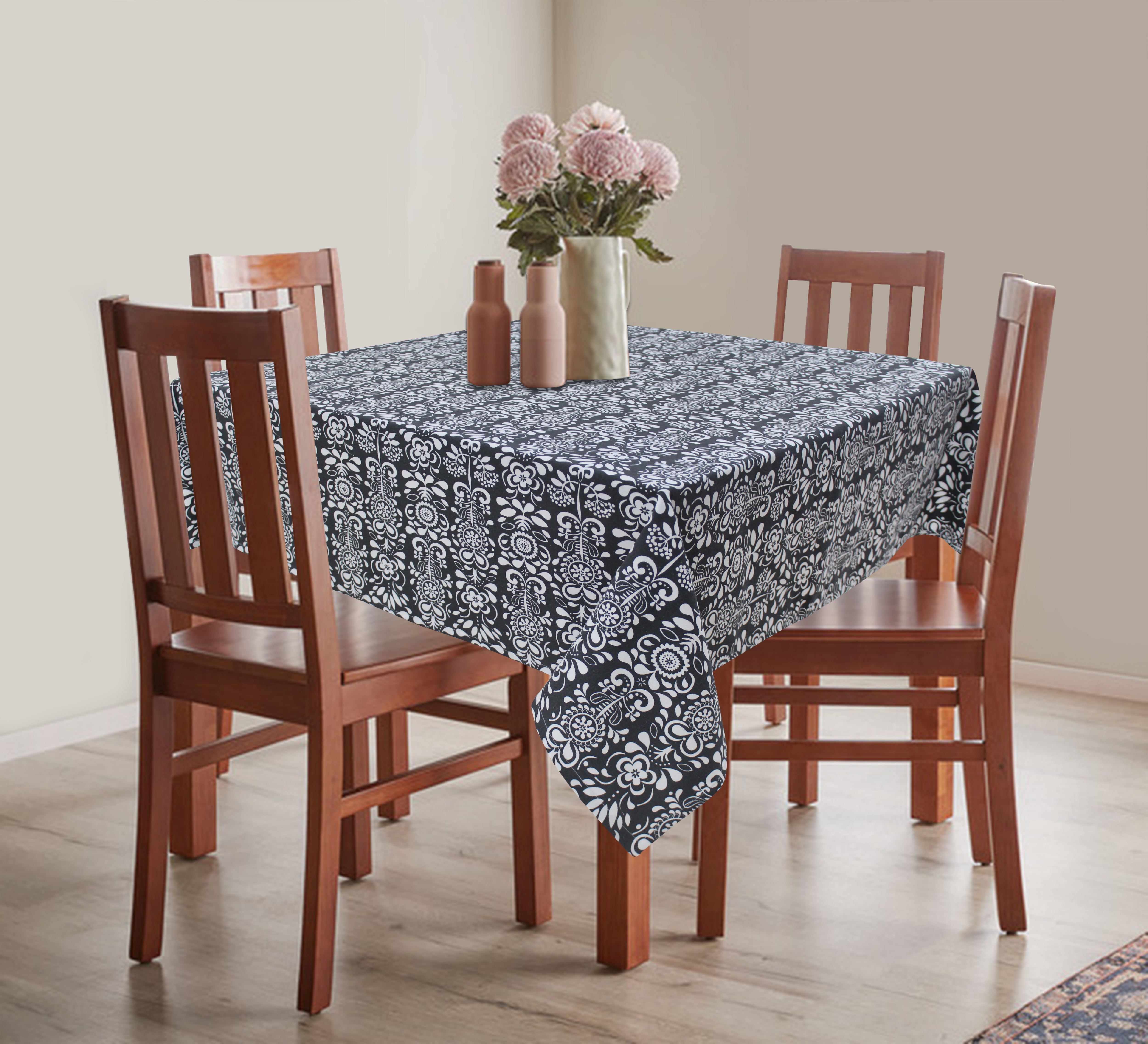 Cotton Grey Damask 8 Seater Table Cloths