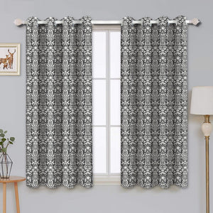 Cotton Grey Damask 5ft Window Curtains Pack Of 2 freeshipping - Airwill