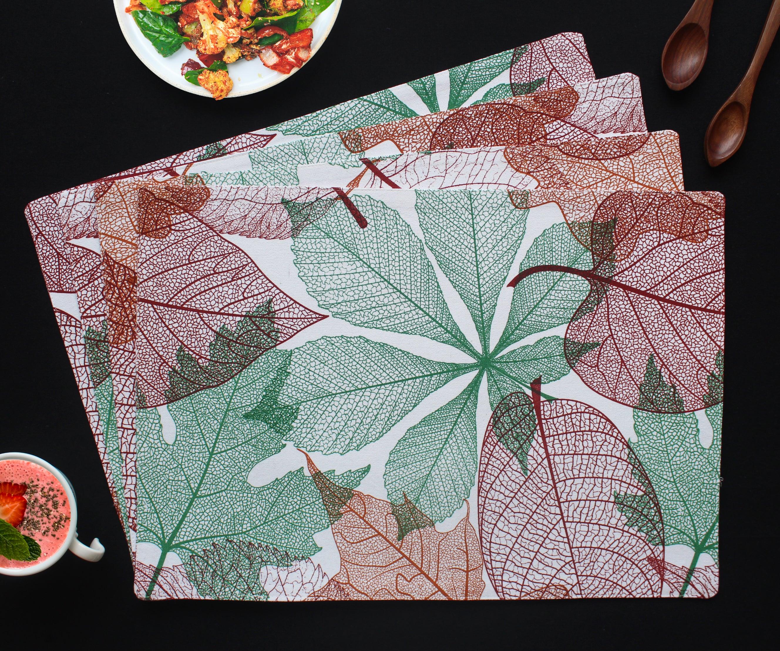 Cotton Vein Leaf Placemats Pack of 4