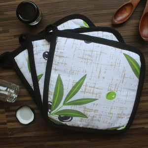 Cotton Anjoe Olive Leaf Pot Holders Pack Of 3 freeshipping - Airwill