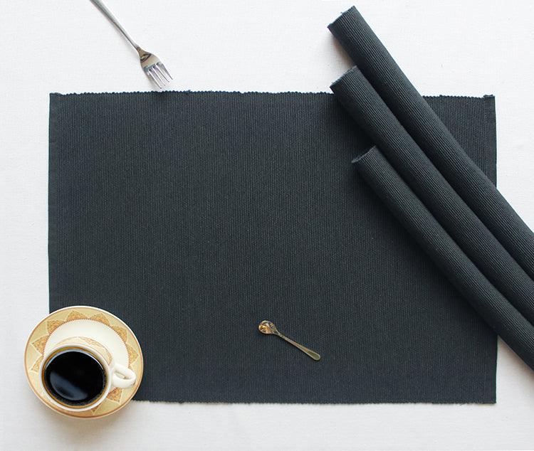 Cotton Solid Steel Grey Table Placemats Pack Of 4