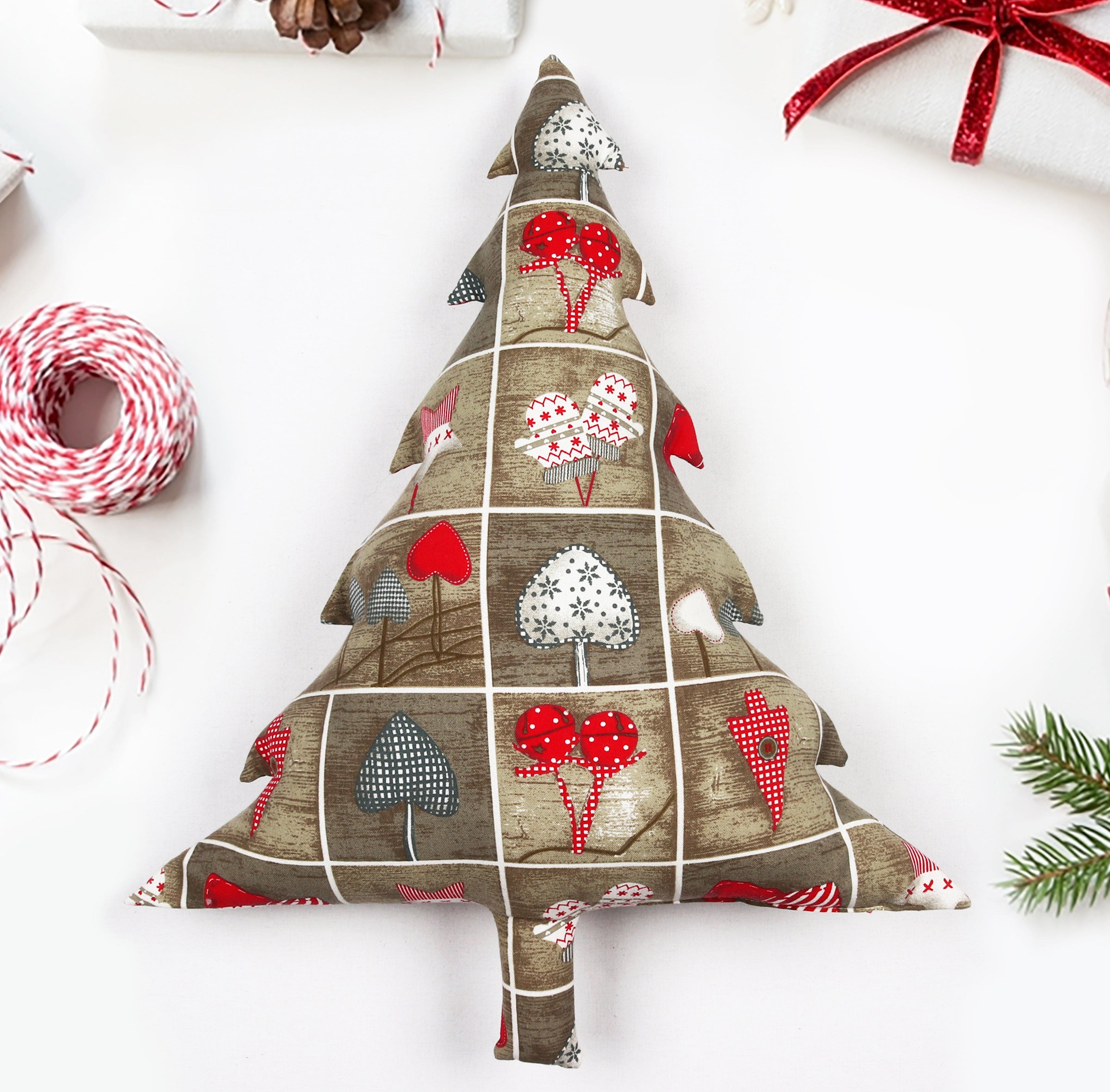 Cotton Christmas Heart Designed, Bell / Candy / Star / Tree Shaped Cushion with Recron Filled