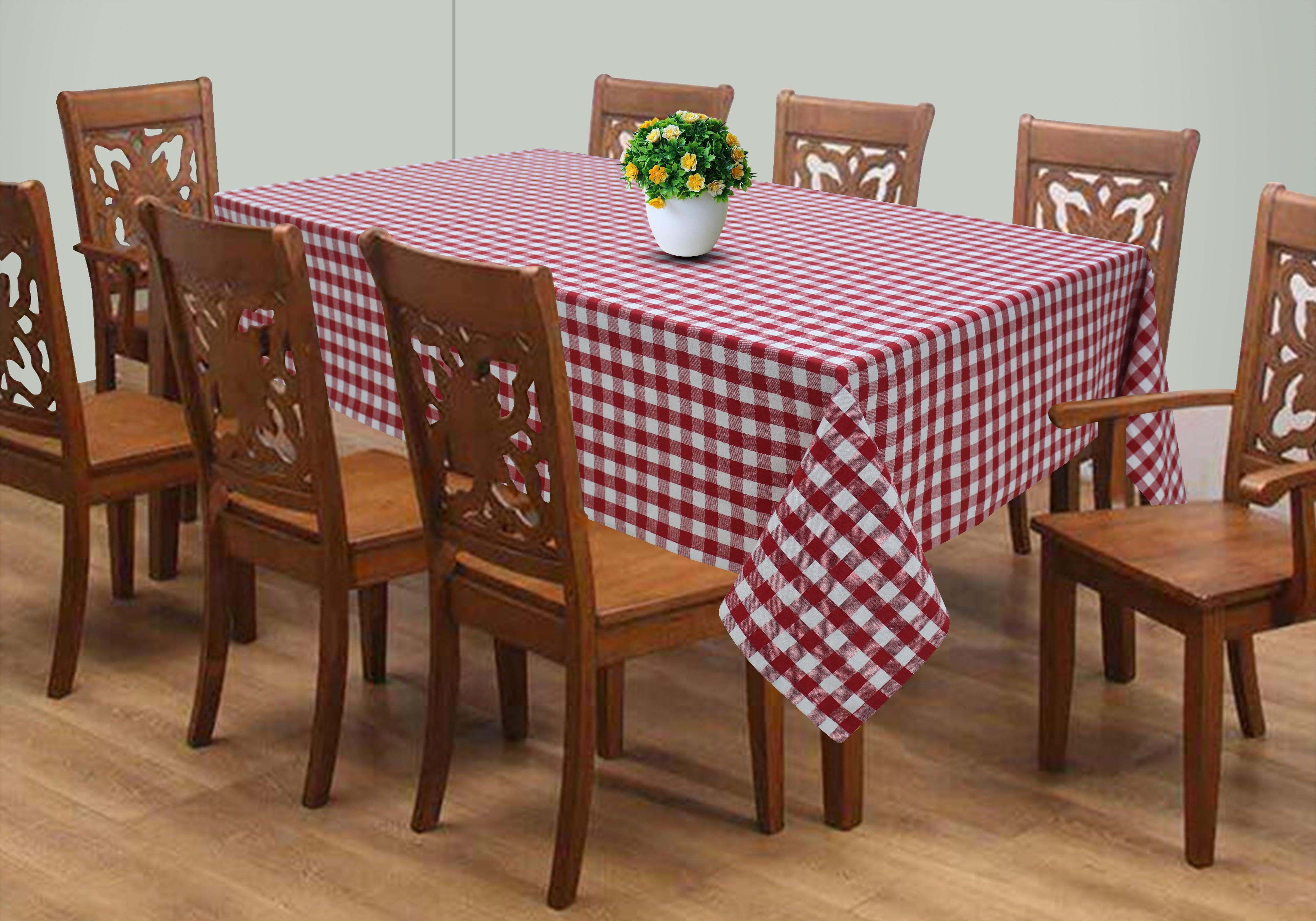 Cotton Gingham Check Red 8 Seater Table Cloths