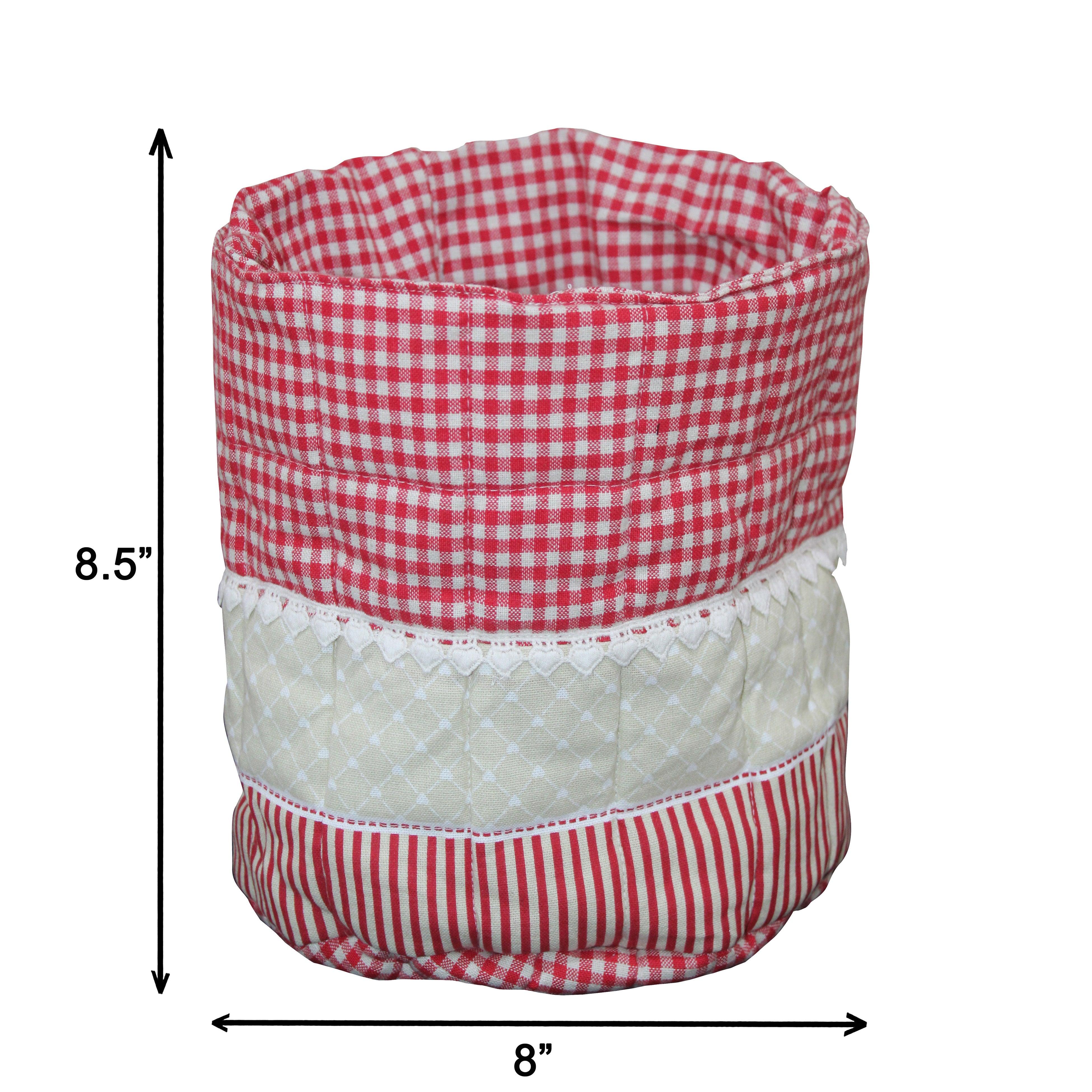 Cotton Check Red Fruit Basket