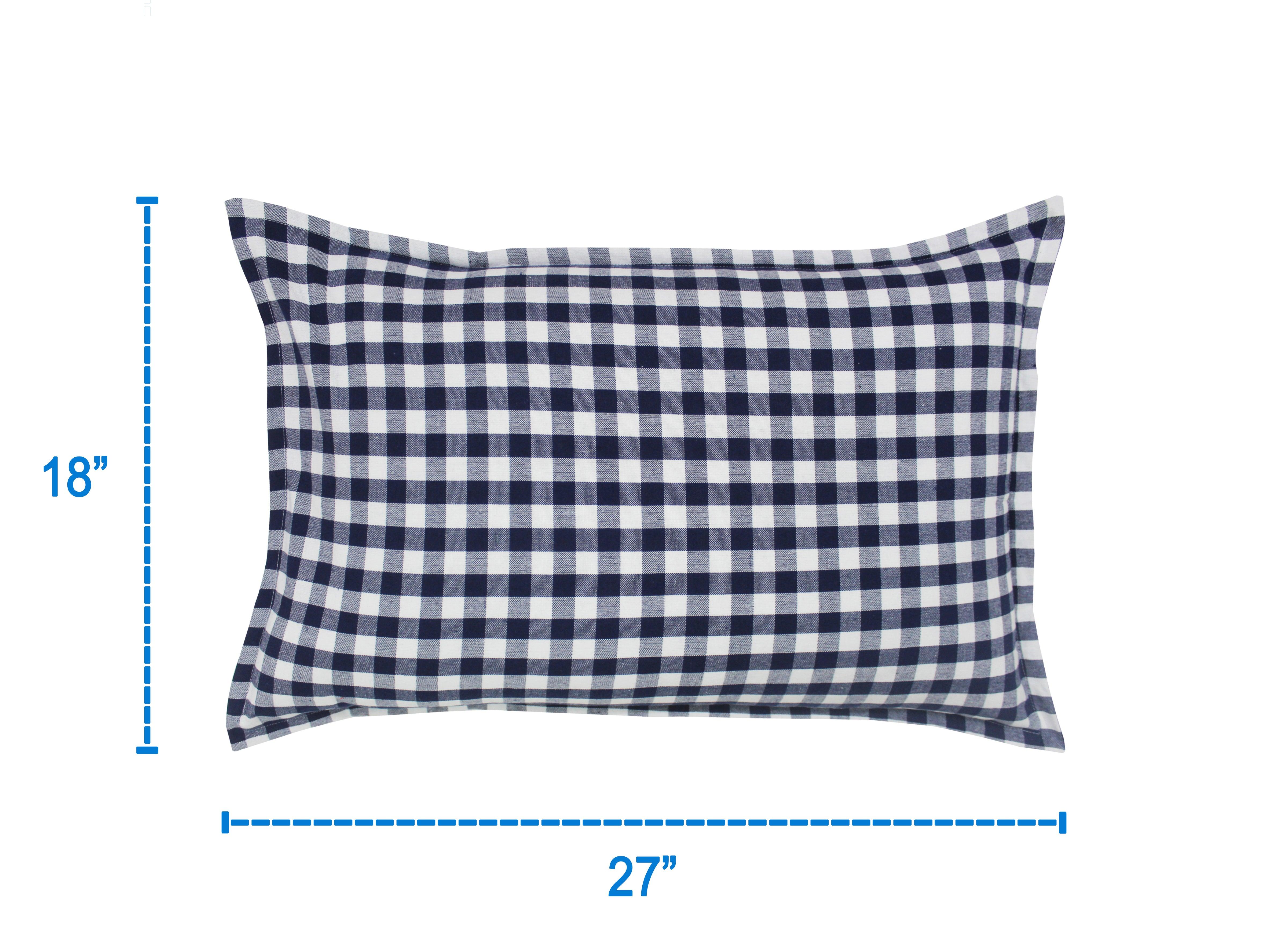 Cotton Gingham Check Blue Pillow Covers Pack Of 2