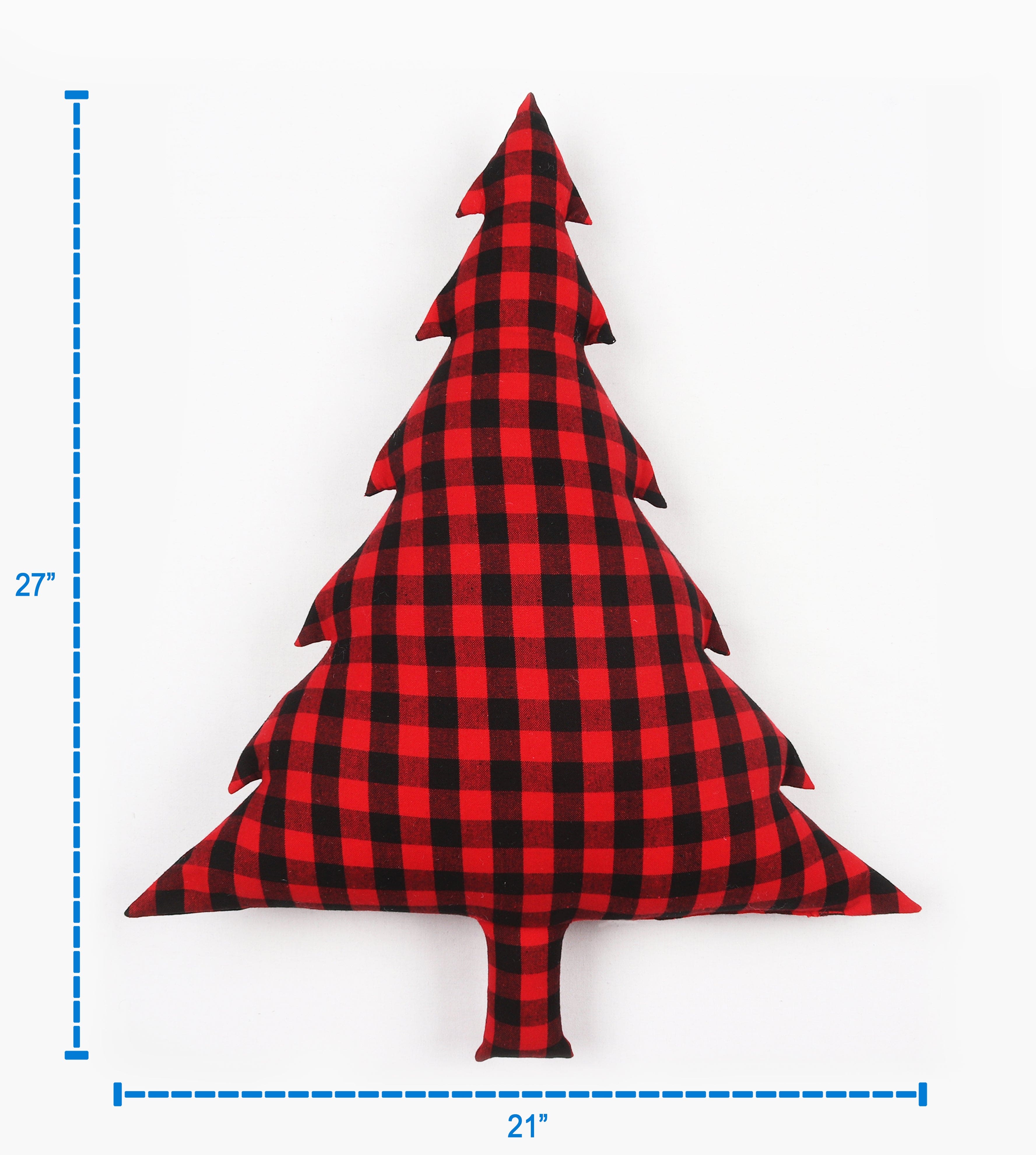 Cotton Christmas Small Checks Designed, Bell / Candy / Star / Tree Shaped Cushion with Recron Filled