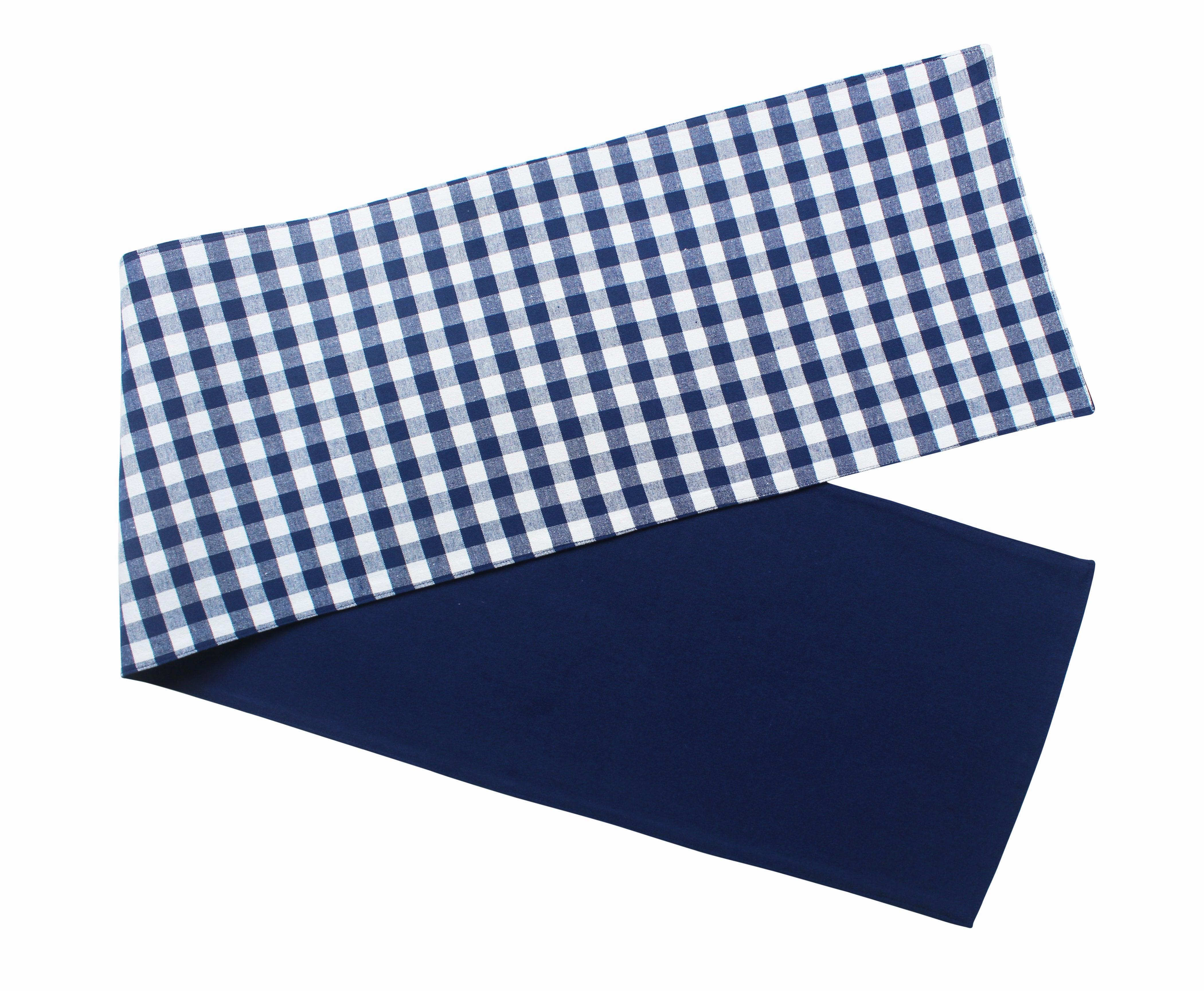 Cotton Gingham Check Blue Table Runner
