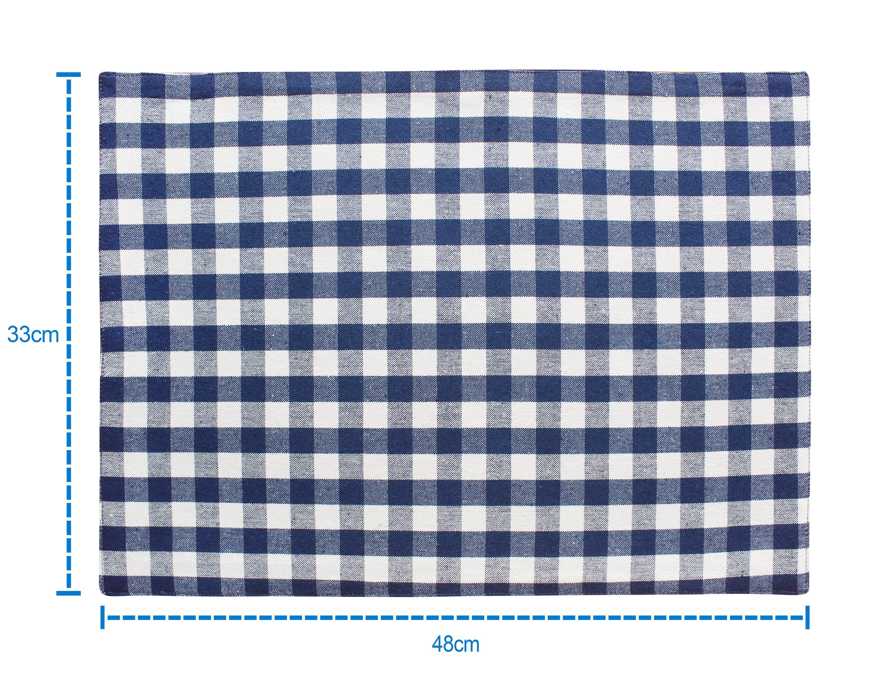Cotton Gingham Check Blue Table Placemats Pack Of 4