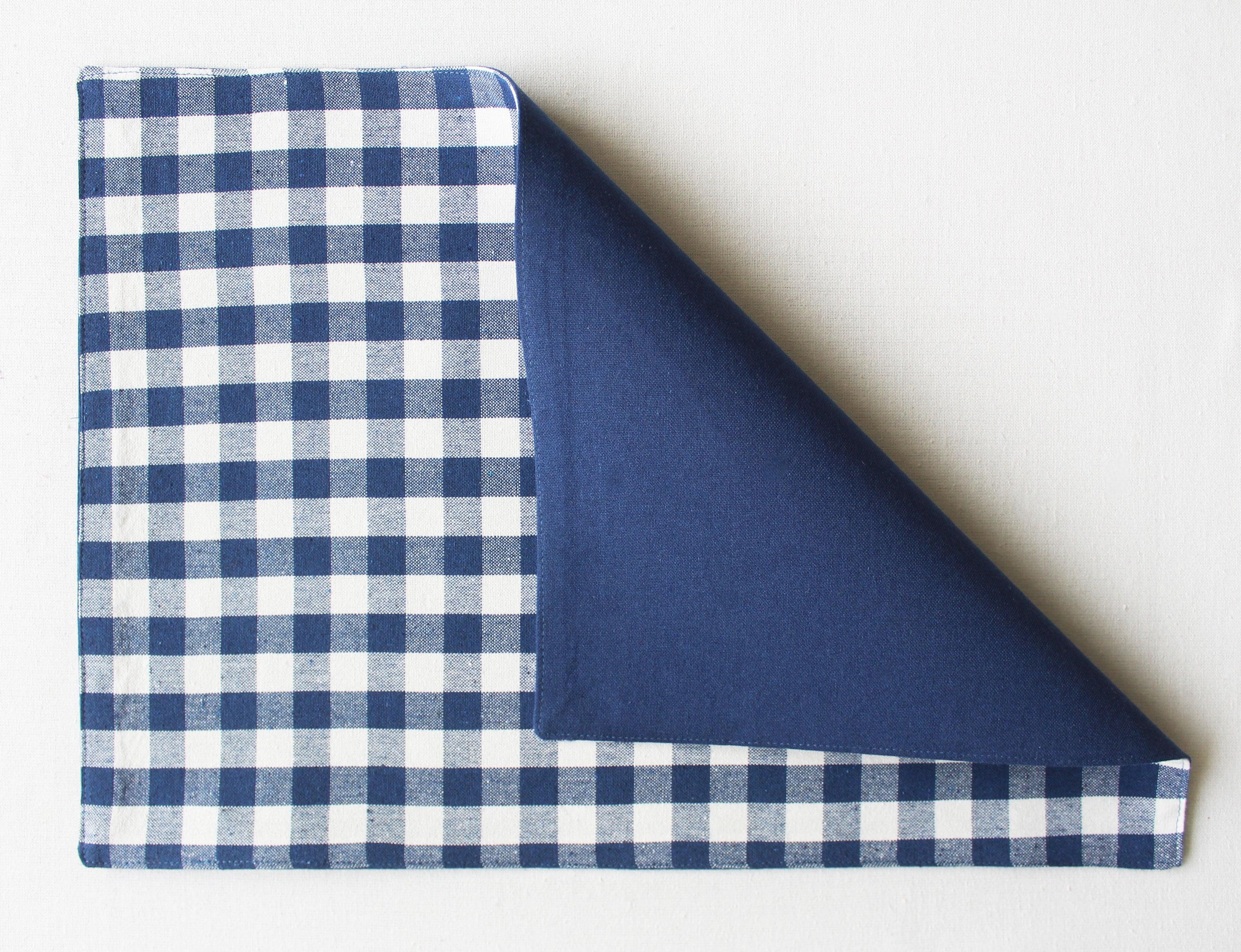 Cotton Gingham Check Blue Table Placemats Pack Of 4