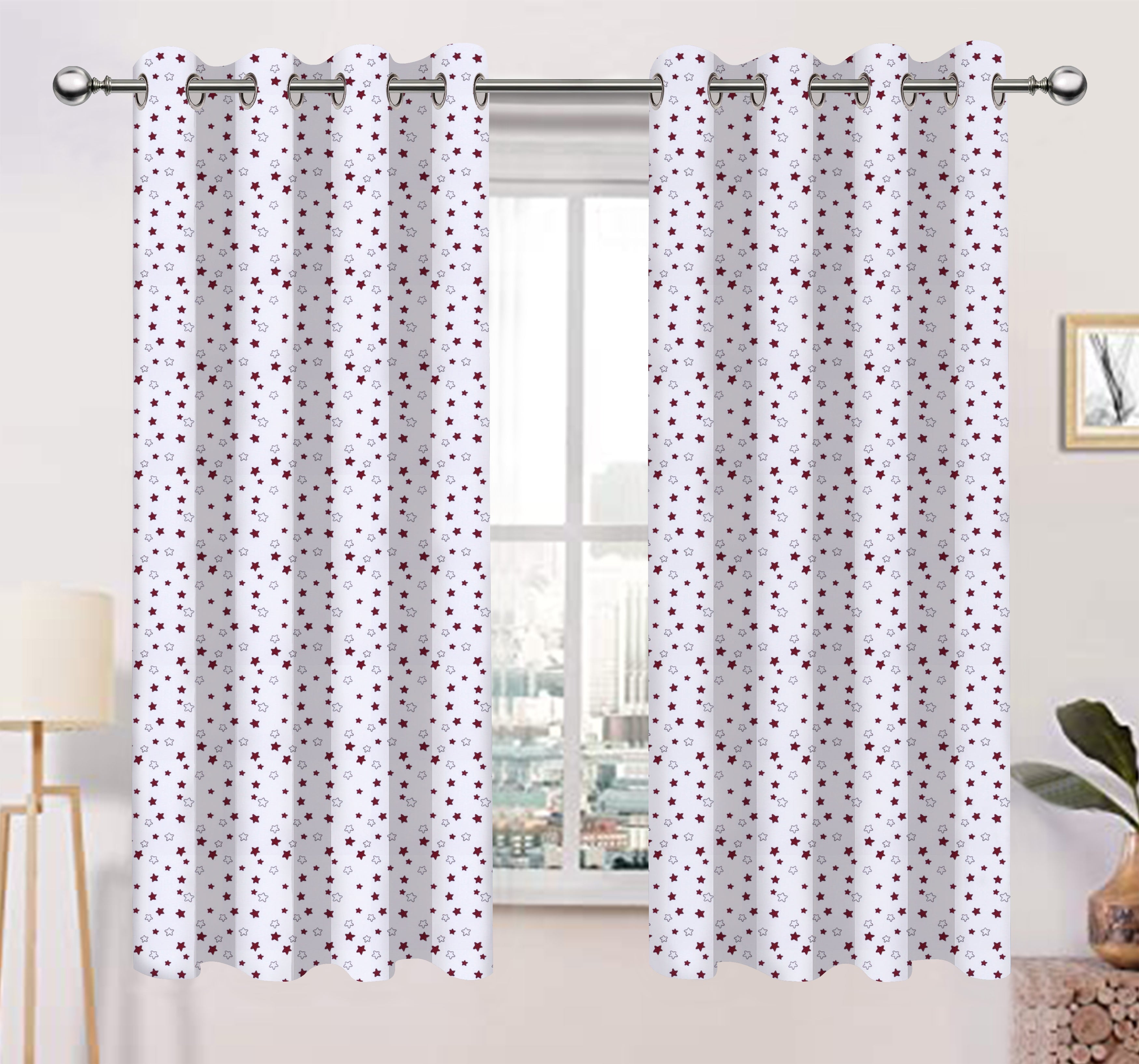 Cotton Ricco Star 7ft Door Curtains Pack Of 2