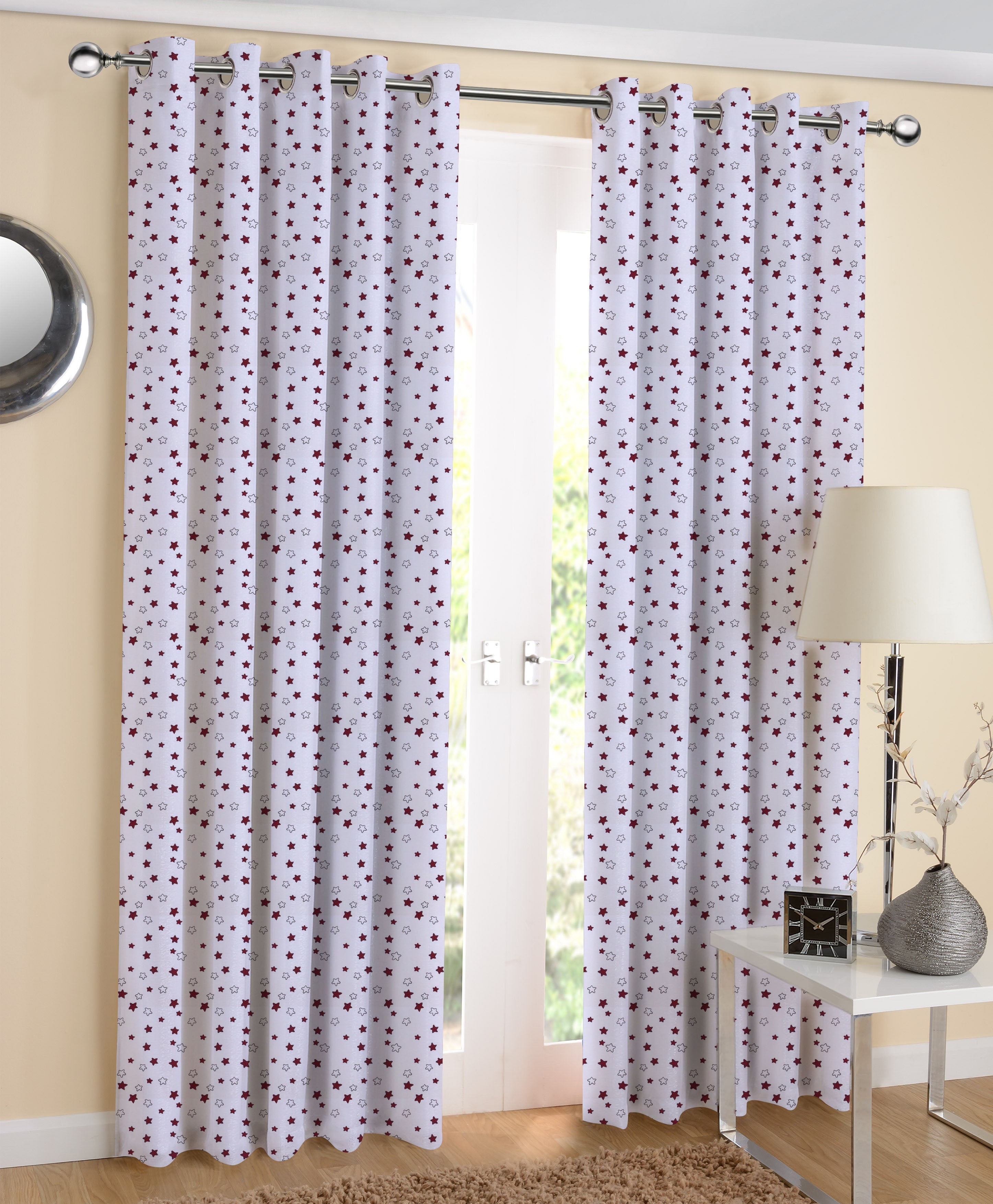 Cotton Ricco Star 7ft Door Curtains Pack Of 2