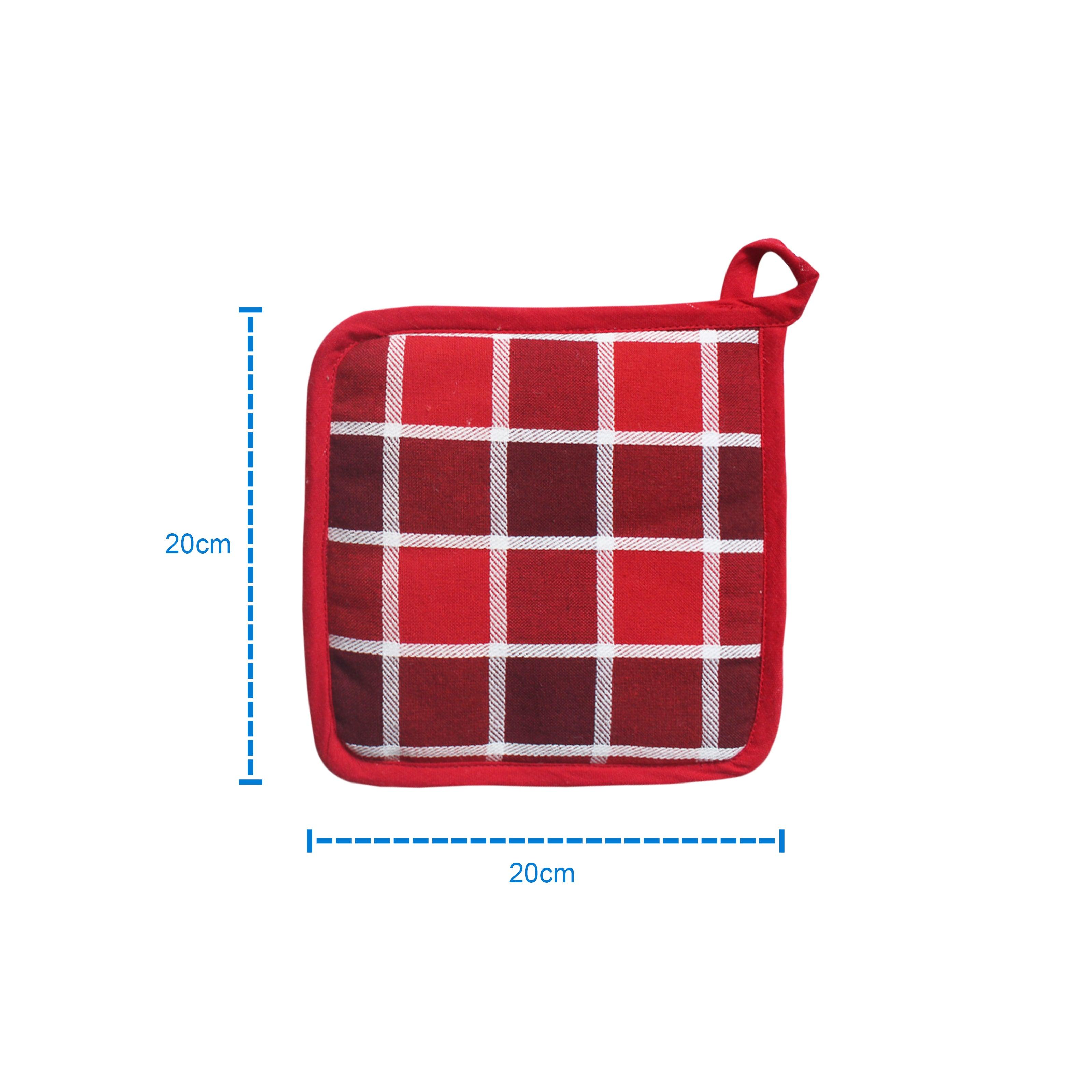 Cotton Xmas Check Pot Holders Pack Of 3