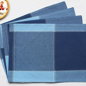 Cotton 4 Way Dobby Blue Table Placemats Pack Of 4