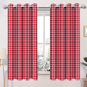 Cotton Xmas Check 5ft Window Curtains Pack Of 2 freeshipping - Airwill