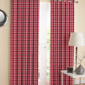 Cotton Xmas Check Long 9ft Door Curtains Pack Of 2 freeshipping - Airwill