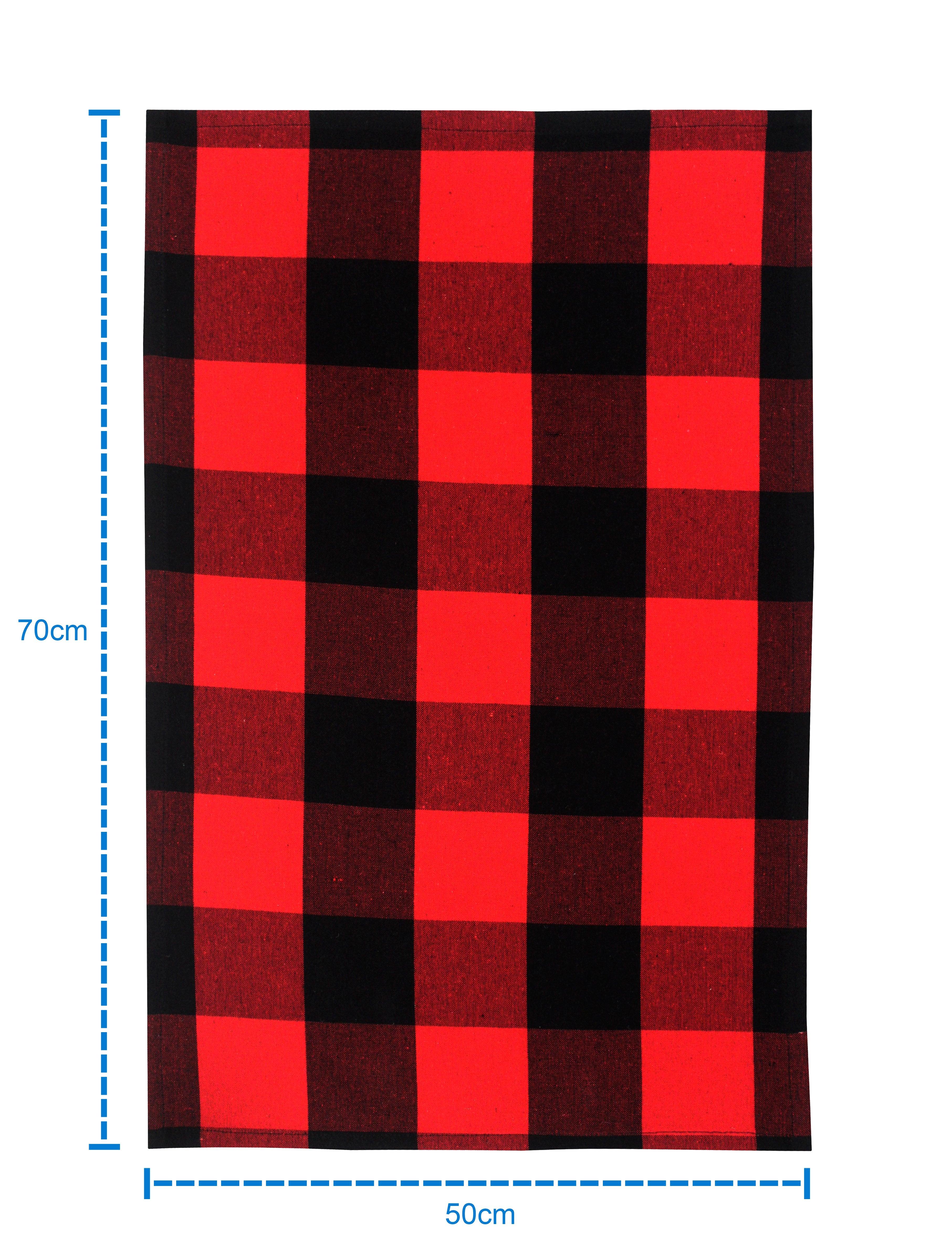 Cotton Big Check Kitchen Towels Pack Of 4
