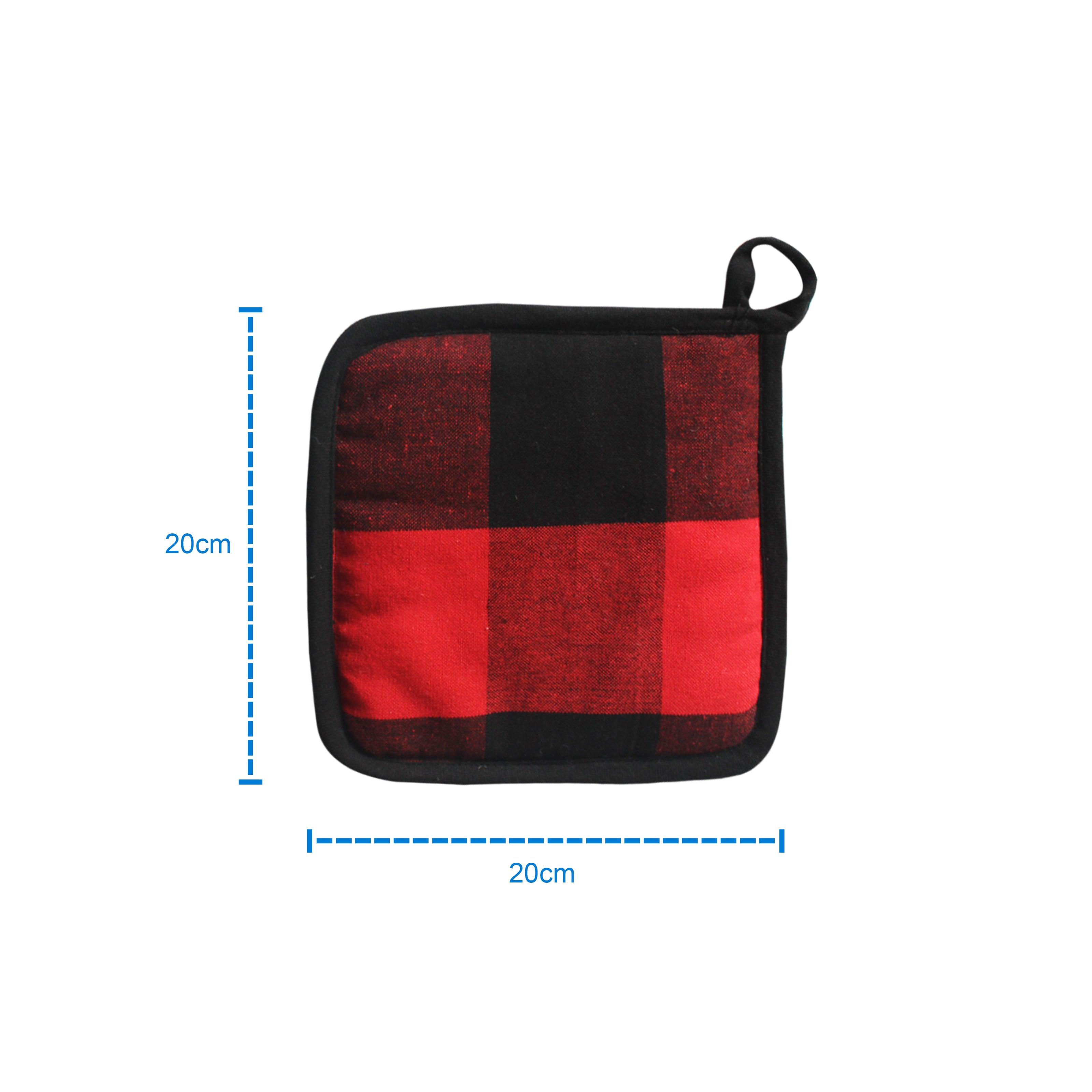 Cotton Big Check With Black Piping Pot Holders Pack Of 3