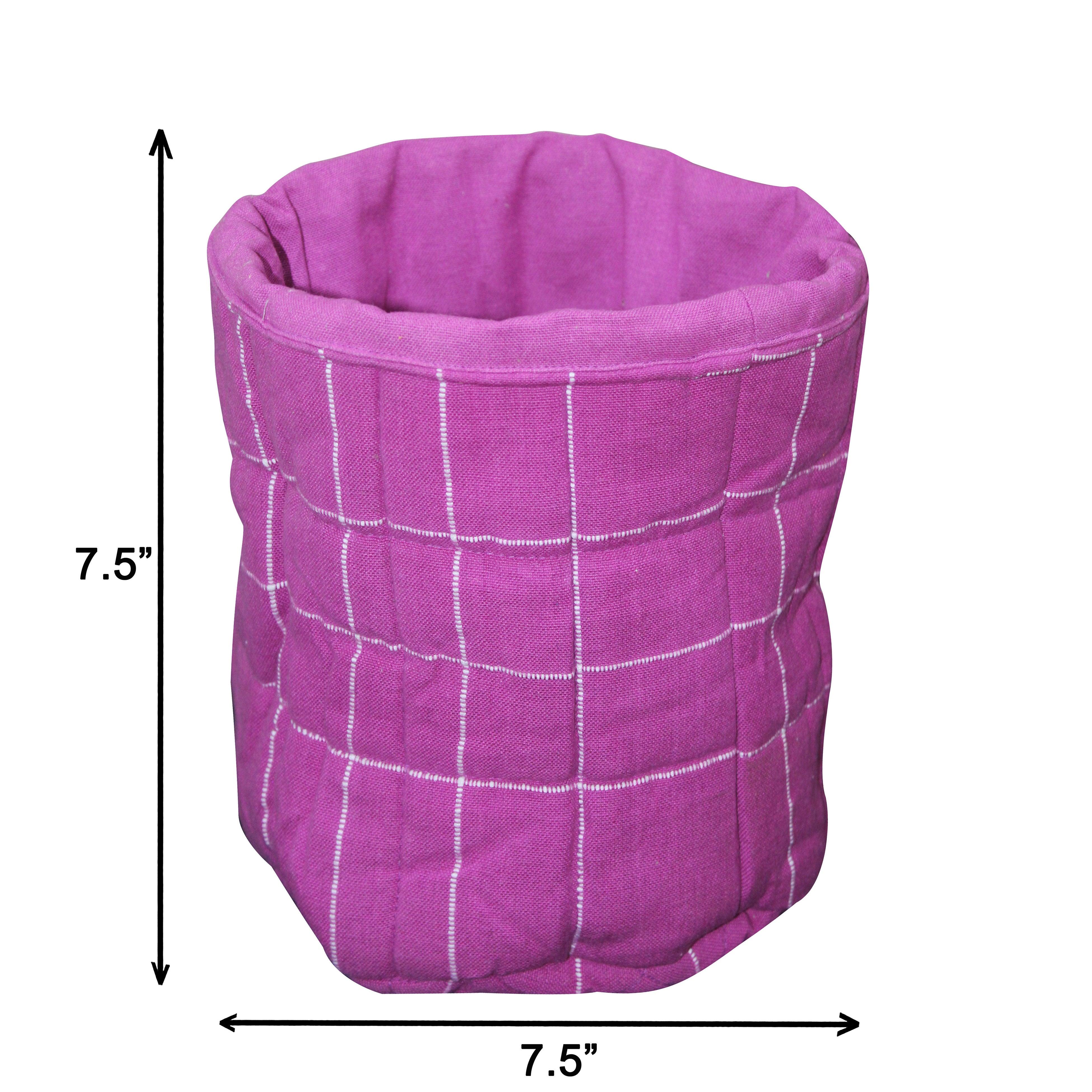 Cotton Solid Violet Check Fruit Basket