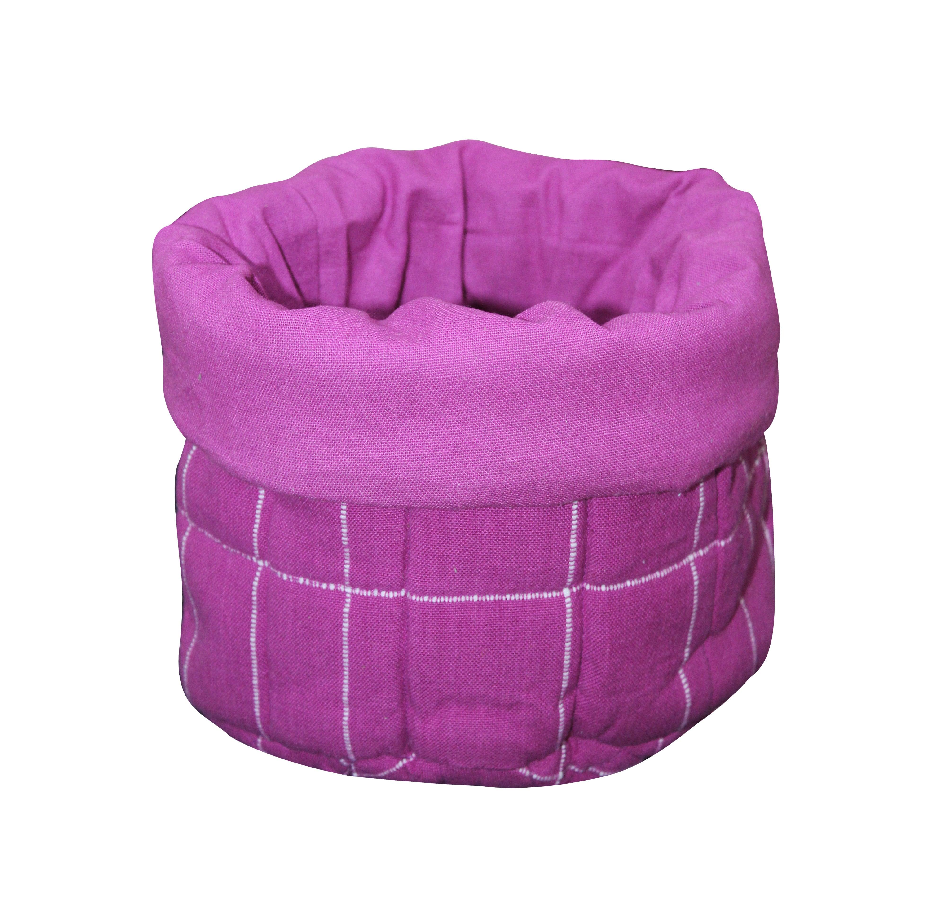 Cotton Solid Violet Check Fruit Basket