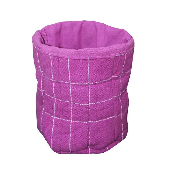 Cotton Solid Violet Check Fruit Basket