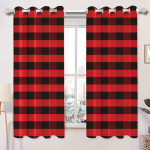 Cotton Big Check 5ft Window Curtains Pack Of 2 freeshipping - Airwill