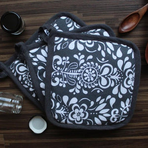 Cotton Grey Damask Pot Holders Pack Of 3 freeshipping - Airwill