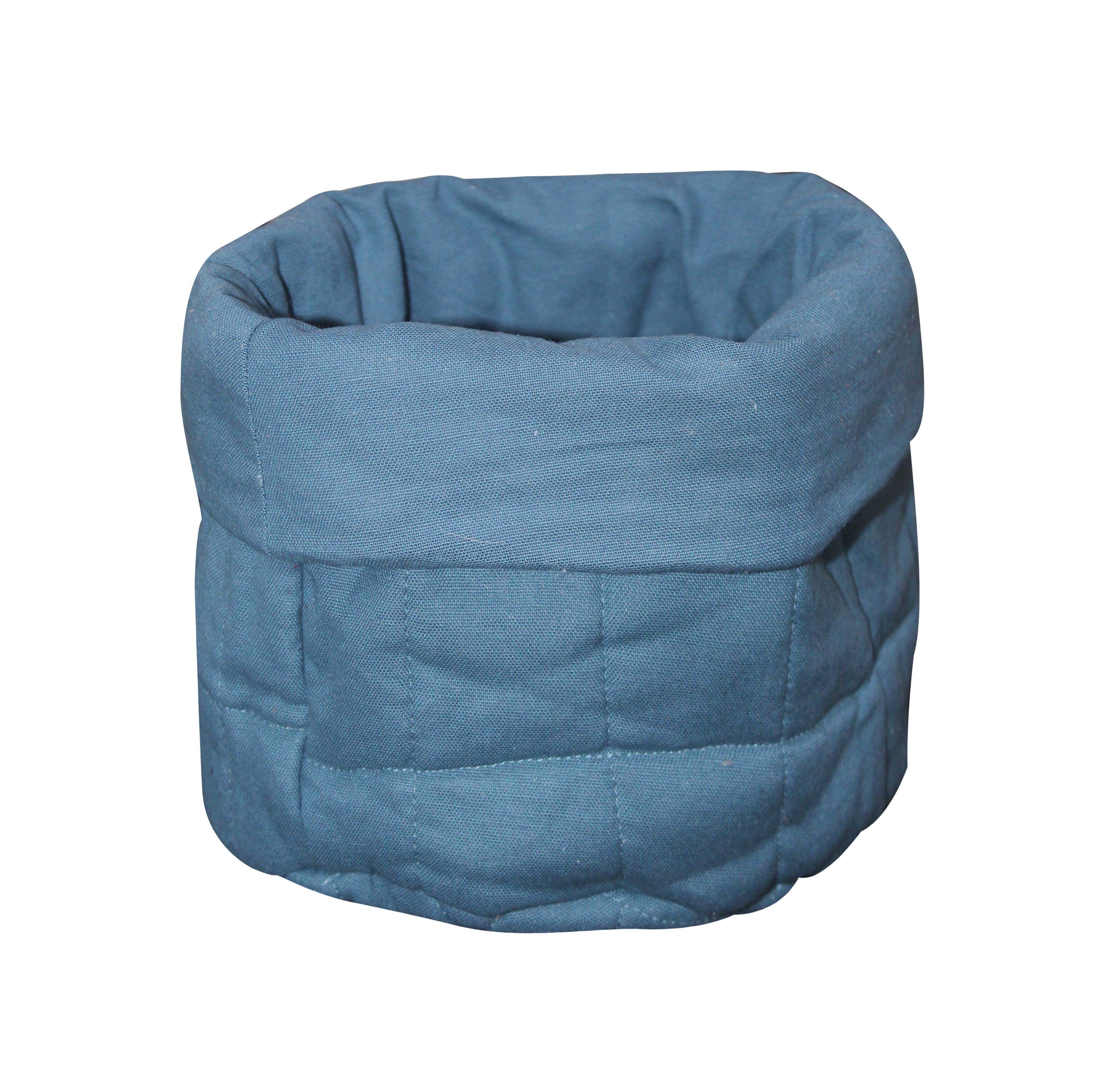 Cotton Solid Blue Check Fruit Basket