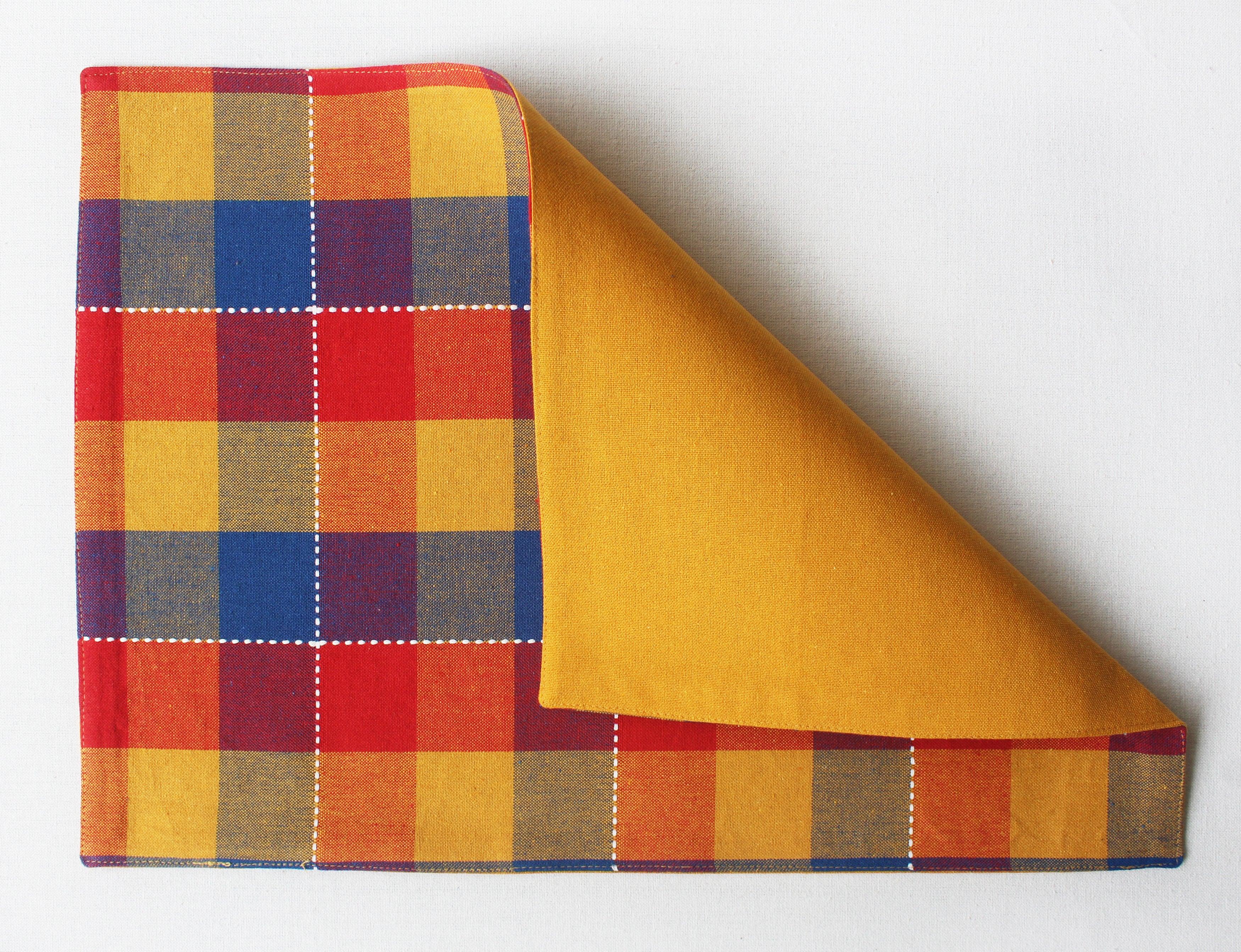 Cotton Adukalam Check Table Placemats Pack Of 4