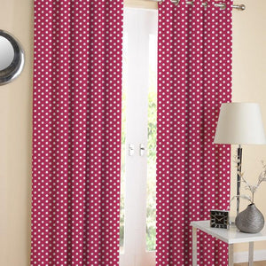 Cotton Pink Polka Dot 7ft Door Curtains Pack Of 2 freeshipping - Airwill