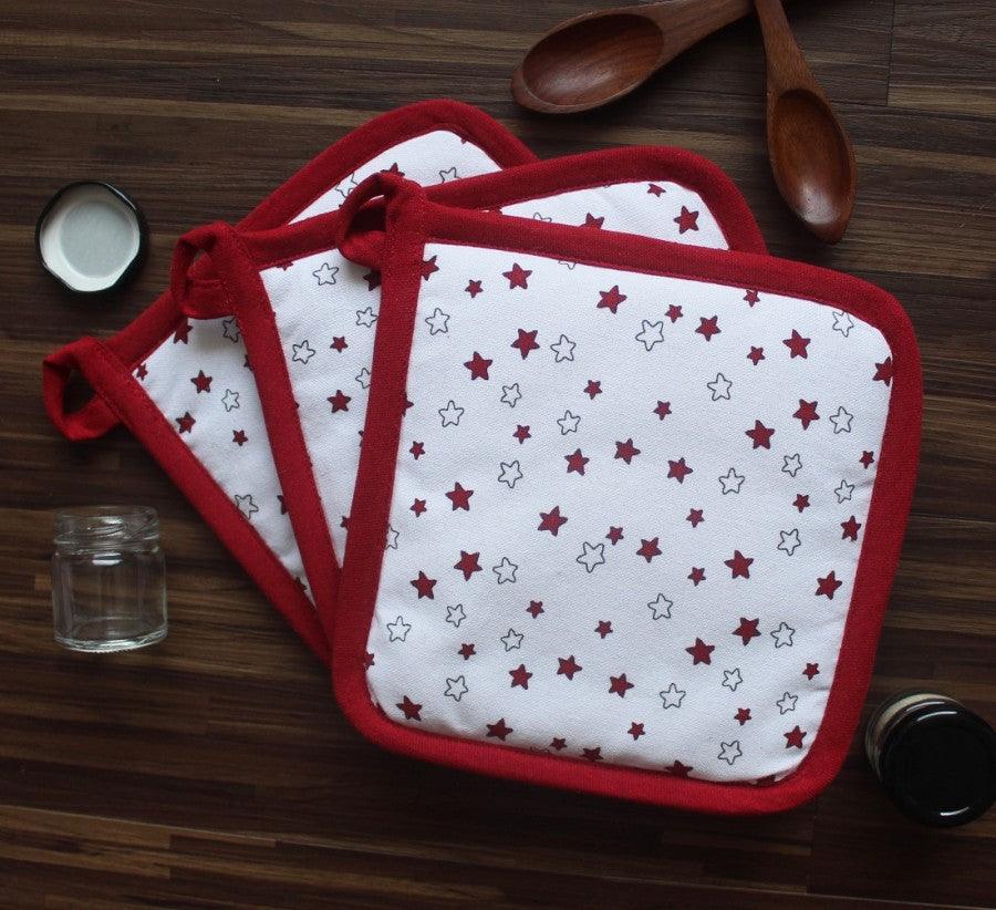 Cotton Ricco Star Pot Holders Pack Of 3