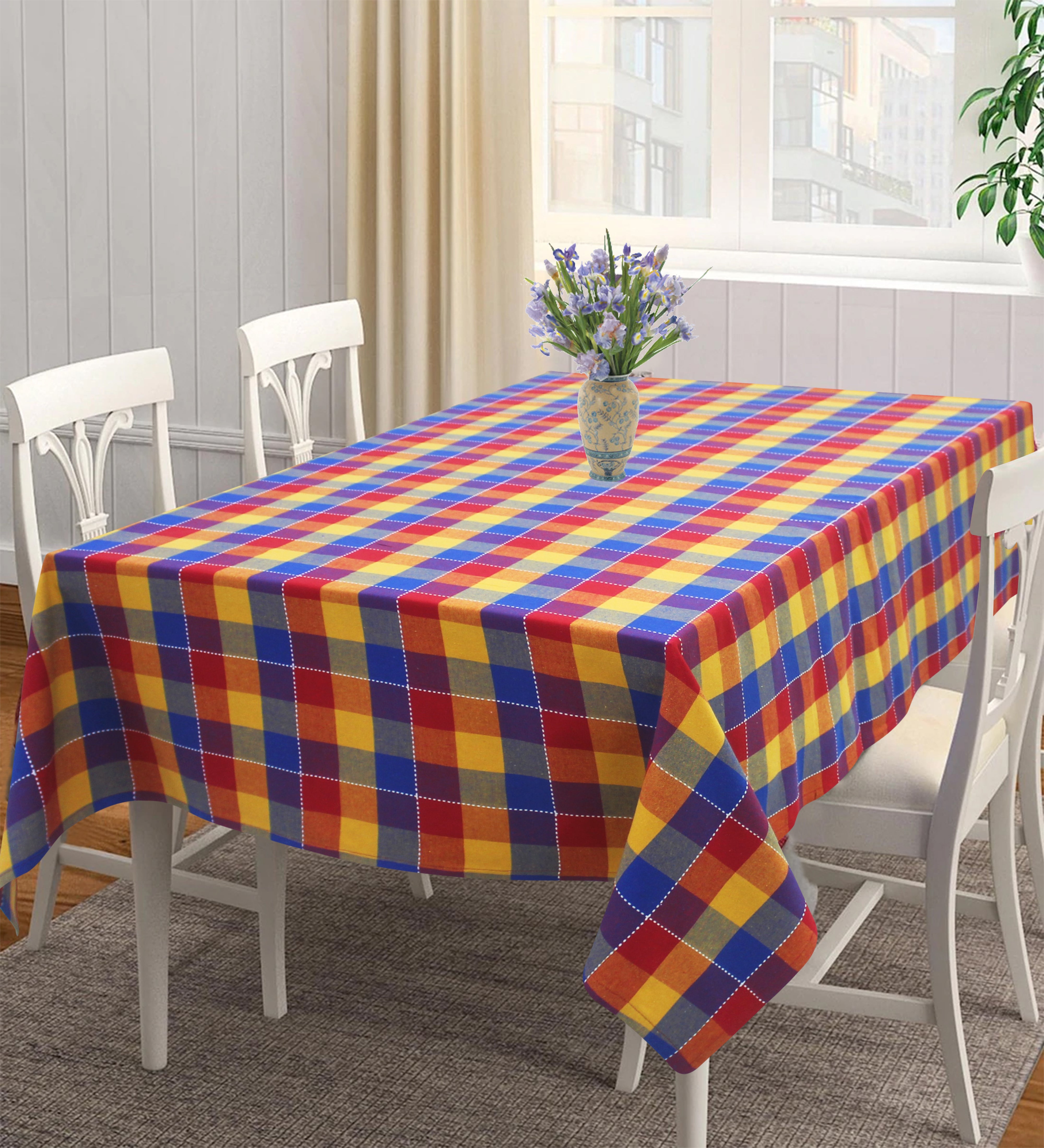 Cotton Adukalam Check 8 Seater Table Cloths