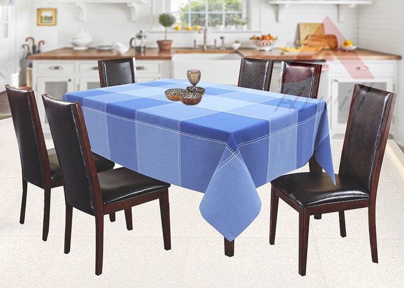 Cotton 4 Way Dobby Blue 6 Seater Table Cloths