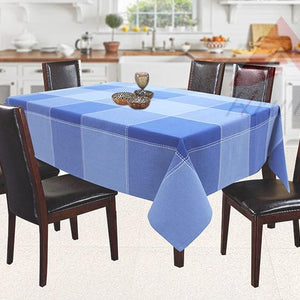 Cotton 4 Way Dobby Blue 6 Seater Table Cloths