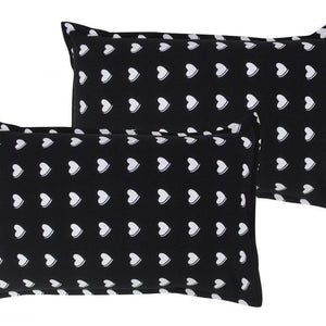 Cotton Black Heart Pillow Covers Pack Of 2 freeshipping - Airwill