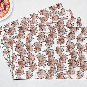 Cotton Single Leaf Brown Table Placemats Pack Of 4 freeshipping - Airwill